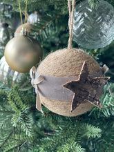 Load image into Gallery viewer, Wooden Star Jute Bauble decorations
